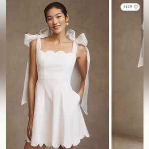 BHLDN Izzy Bow Scallop-Trim A-Line Mini Dress
